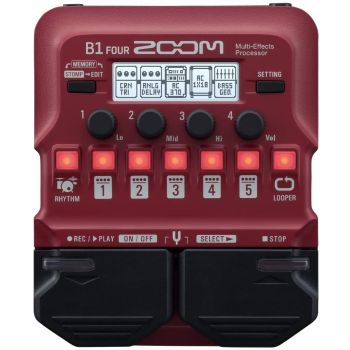 ZOOM - B1 Four Multieffetto Per Basso Con Modelli Di Amplificatore, Looper