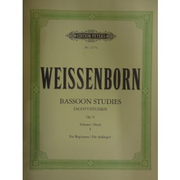EDITION PETERS - Weissenborn Bassoon Studies Fagott Studie Op8 Vol1