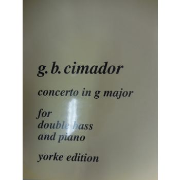 G.b.cimador Concerto In G Major For Double Bass An