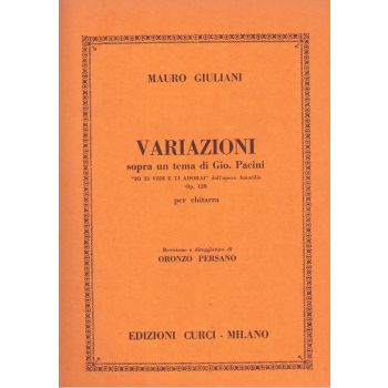M.giuliani Variazioni Sopra Un Tema Di Gio. Pacini Op 128