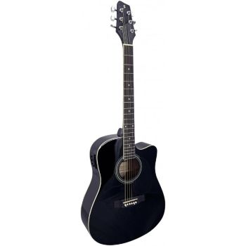 STAGG - SA 20 DCE BLK   Chitarra Acustica Elettrificata Dreadnought Cutaway Nera