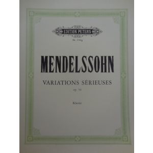 EDITION PETERS - Mendelssohn Variations Serieuses Op 54 Per Pianofo
