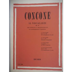 RICORDI - Concone 15 Vocalizzi Op 12 (soprano O Mezzosoprano