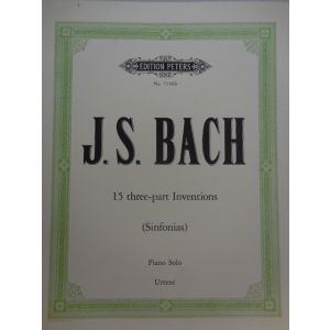 EDITION PETERS - Bach 15 Three-part Inventions (sinfonias)per P/f