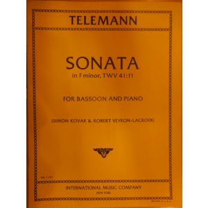 INTERNATIONAL MUSIC COMPANY - Telemann Sonata In F Minor For Bassoon /piano