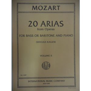 INTERNATIONAL MUSIC COMPANY - Mozart 20 Arias From Opera (bass Or Baritone And Piano