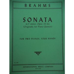 INTERNATIONAL MUSIC COMPANY - Brahms Sonata In F Minor Op 34 Bis Per P/f 4 Mani