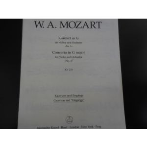 BARENREITER - W.A. Mozart Concerto In G Major per Violino e Orchestra 9790006457908