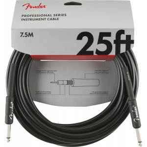 FENDER - Professional Series Instrument Cable, Straight/straight, 7,5 m. BLACK